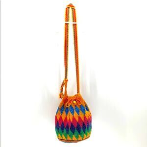 Bamboo Threads hand made in Guatemala bucket bag bright colorful festival